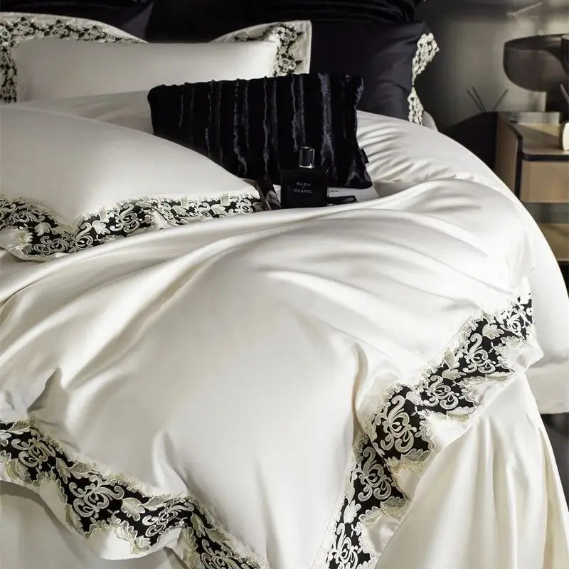 Afralia™ Luxury Embroidery Bedding Set: Soft, Silky, Breathable 4Pcs Set
