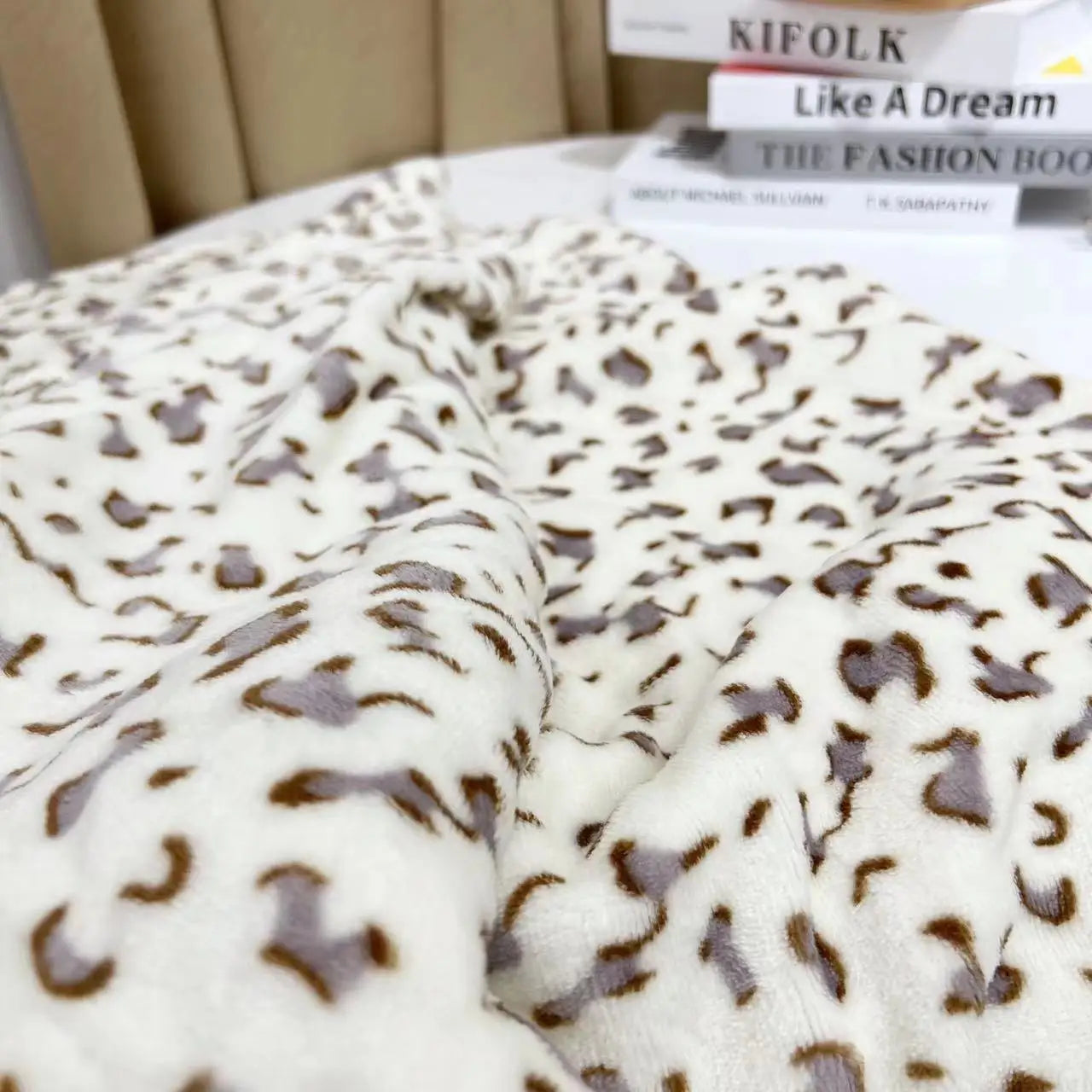 Afralia™ Leopard Print Warm Blanket for Office, Dorm, and Sofa