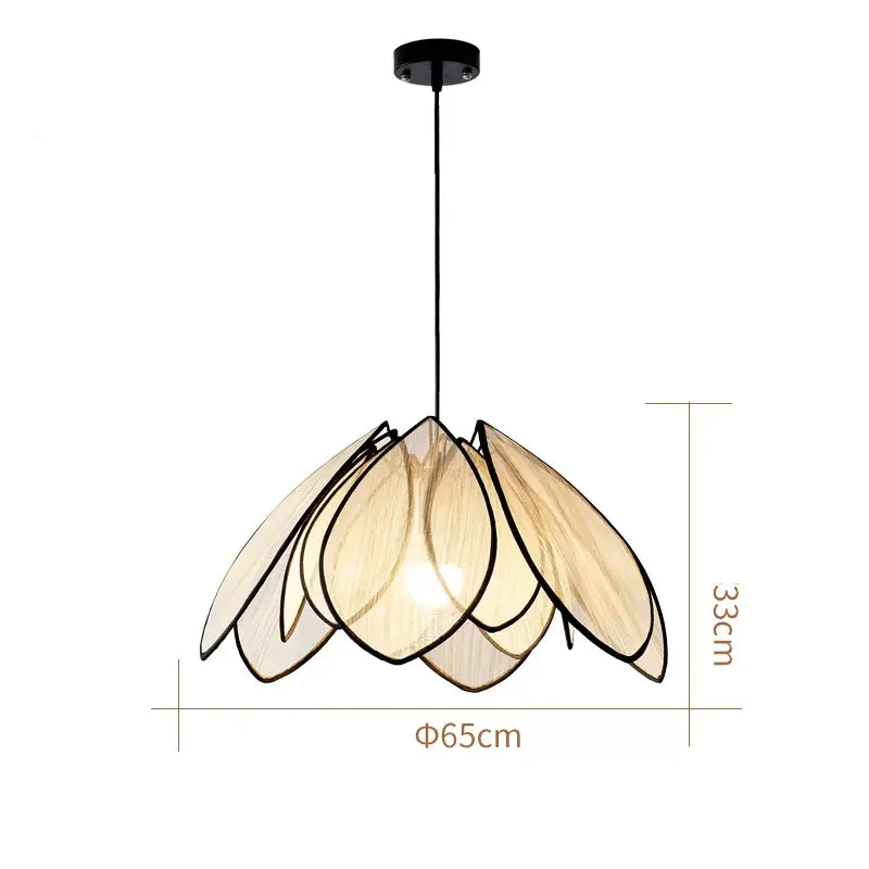 Afralia™ Rattan Petal Pendant Lights: Japanese Style Homestay Lighting for Living Room