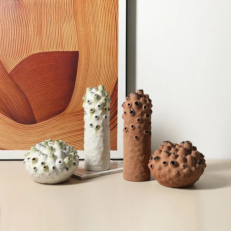 Afralia™ Coral Ball Ceramic Ornaments: Coarse Pottery Artworks for Stylish Home Décor