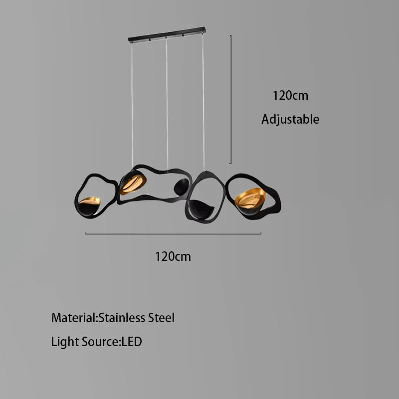 Afralia™ Black Stainless Steel Chandelier LED - Modern Luxury Design for Living Room