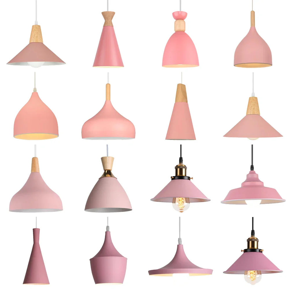 Afralia™ Nordic Pink Chandelier LED Pendant Light Modern Minimalist Ceiling Lamp