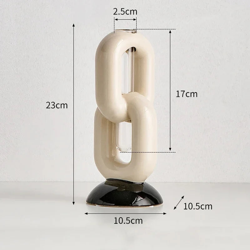 Afralia™ Chain Ceramic Vase: Elegant Floral Desk Decoration & Room Aestheticiece