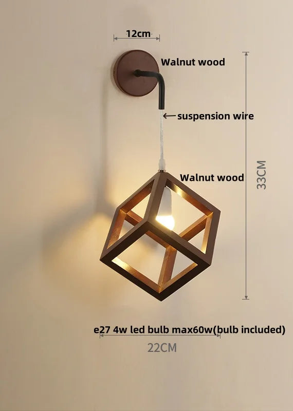 Afralia™ Cube LED Wall Lights | Modern Nordic Wood Design for Home Decor