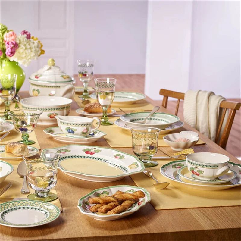 Afralia™ Porcelain Fruit Plates, Formal Garden Bowls, Flawer Tableware for Home-Kitchen dining.