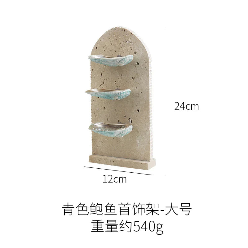 Afralia™ Abalone Shell Jewelry Organizer: Ring, Earring, Bracelet, Art Deco Display