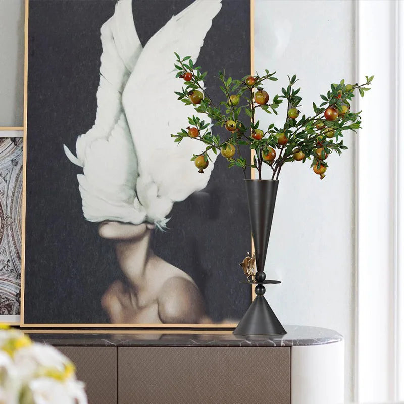 Afralia™ Bronze Flower Vase: Metal Handicrafts Geometric Art Home Decor Bottle