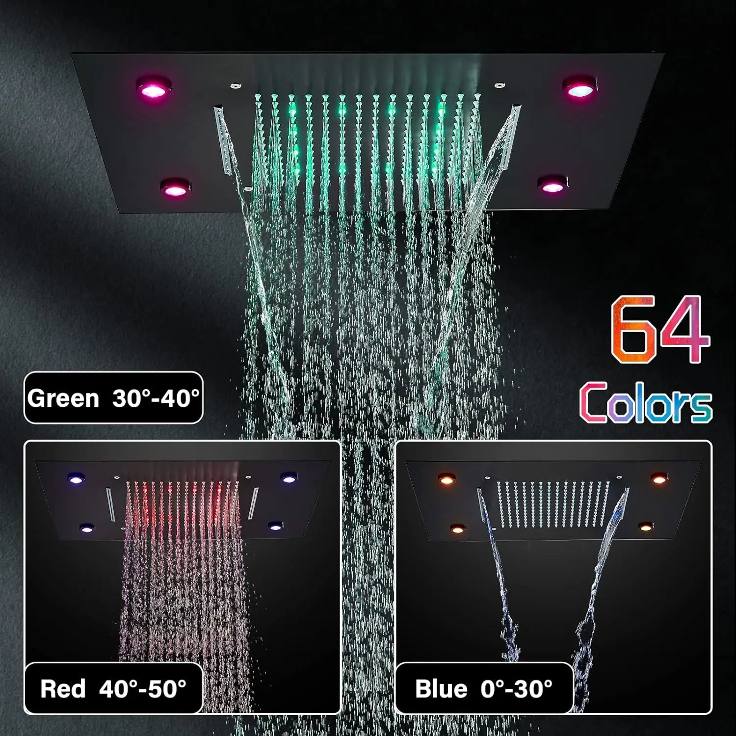 Afralia™ LED Thermostatic Shower System with Remote Control and Ceiling Mount
