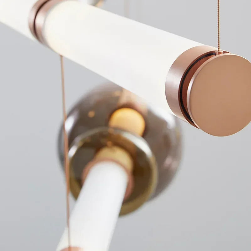 Afralia™ Stained Glass Strip LED Chandelier for Dining Kitchen Island