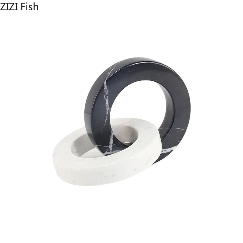 Afralia™ Geometric Knot Sculpture Desk Decor - Abstract Square Ring Statue