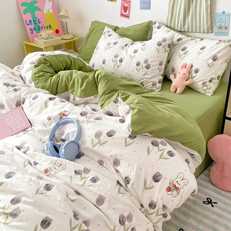 Afralia™ Cloud Cotton Printed Bedding Sets | Super Soft Quilt Set for School Home Twin King