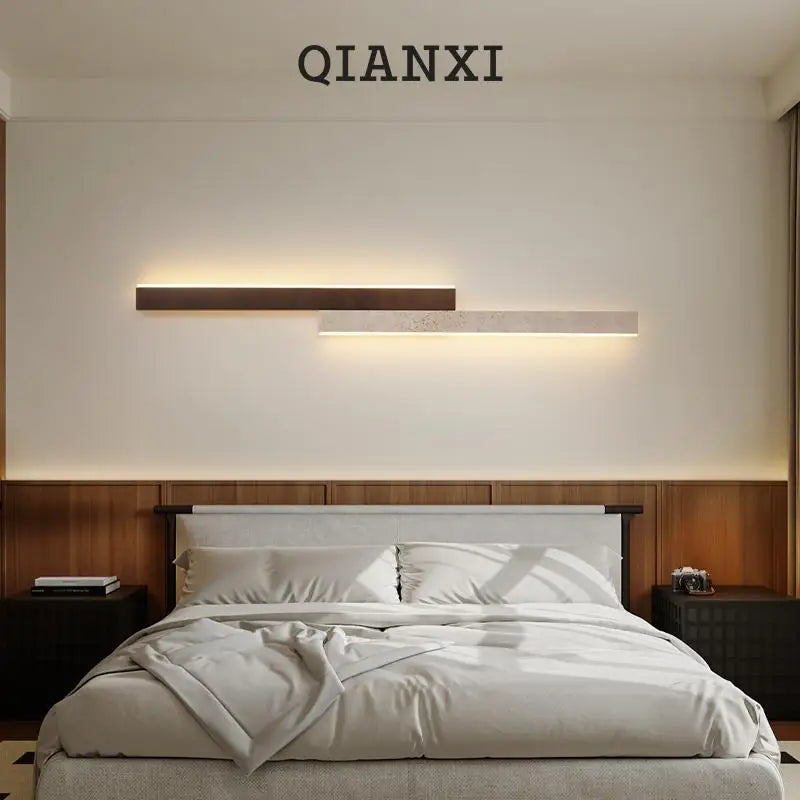 Afralia™ Simple Modern Walnut Strip Wall Lamp for Living Room Staircase