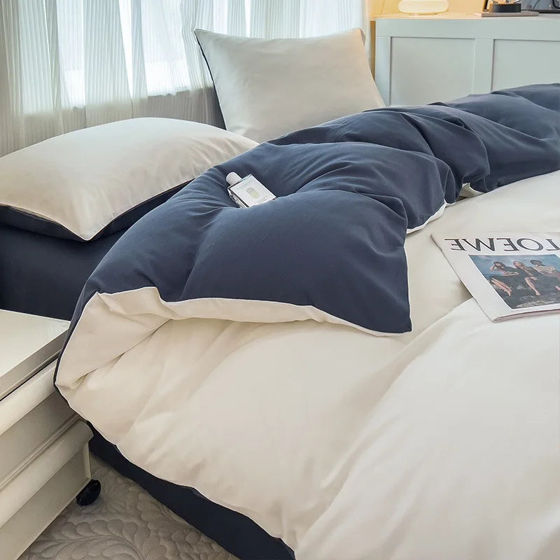 Afralia™ Solid Color Duvet Cover Set - Queen King Full Size Flat Sheet Bedding