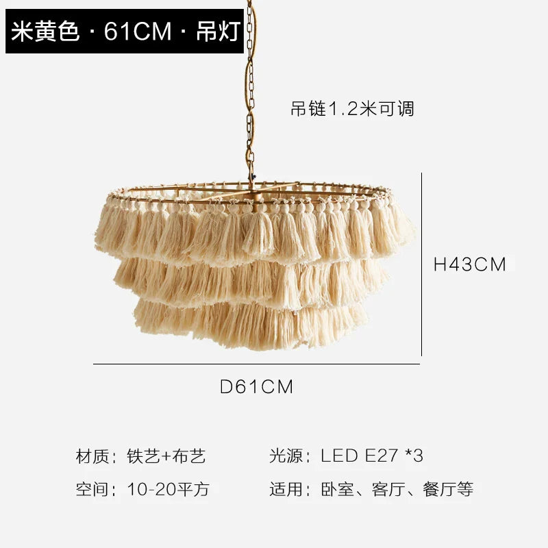 Afralia™ Bohemian Chandelier Tassel Light Chain Pendant LED Suspension Light