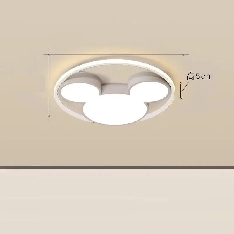 Afralia™ Mickey Mouse Cartoon Ceiling Light: Modern Creative LED Gold Lamp for Kids' Room