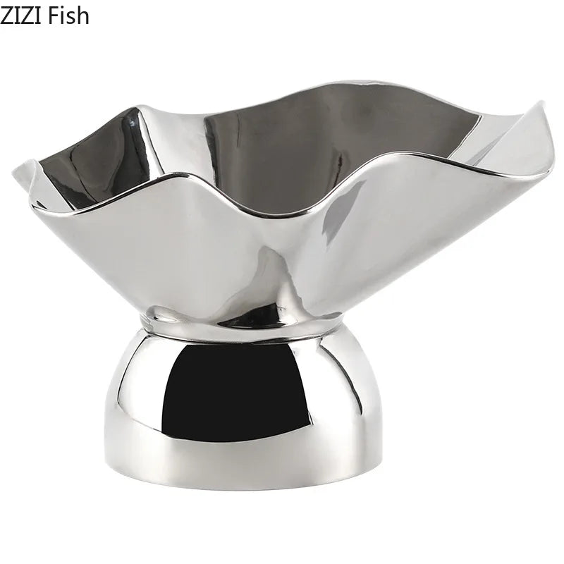 Afralia™ Silver Pleated Fruit Bowl for Snacks, Nuts, and Desserts