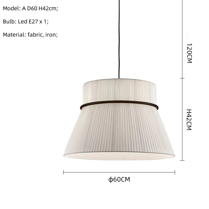 Afralia™ White Fabric LED Pendant Chandelier, Minimalist Living Room Ceiling Light