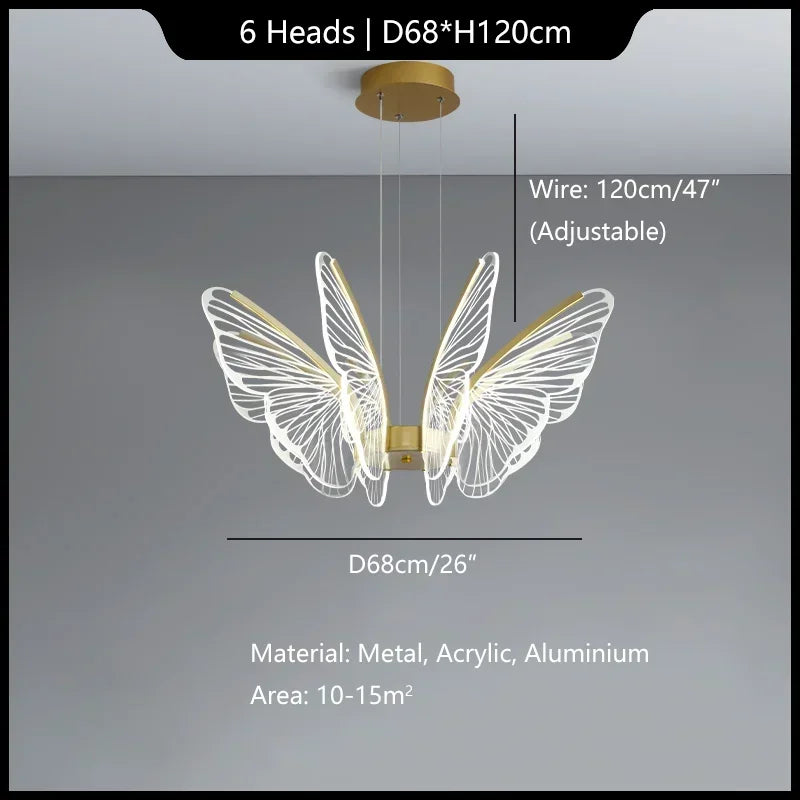 Afralia™ Butterfly Modern Pendant Chandelier for Living Room and Dining Area