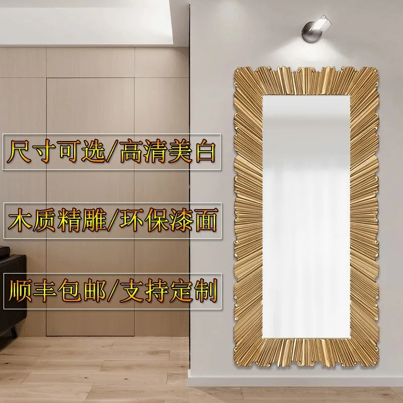 Afralia™ Modern Golden Irregular Wall Mirror Ornament for Living Room and Bathroom