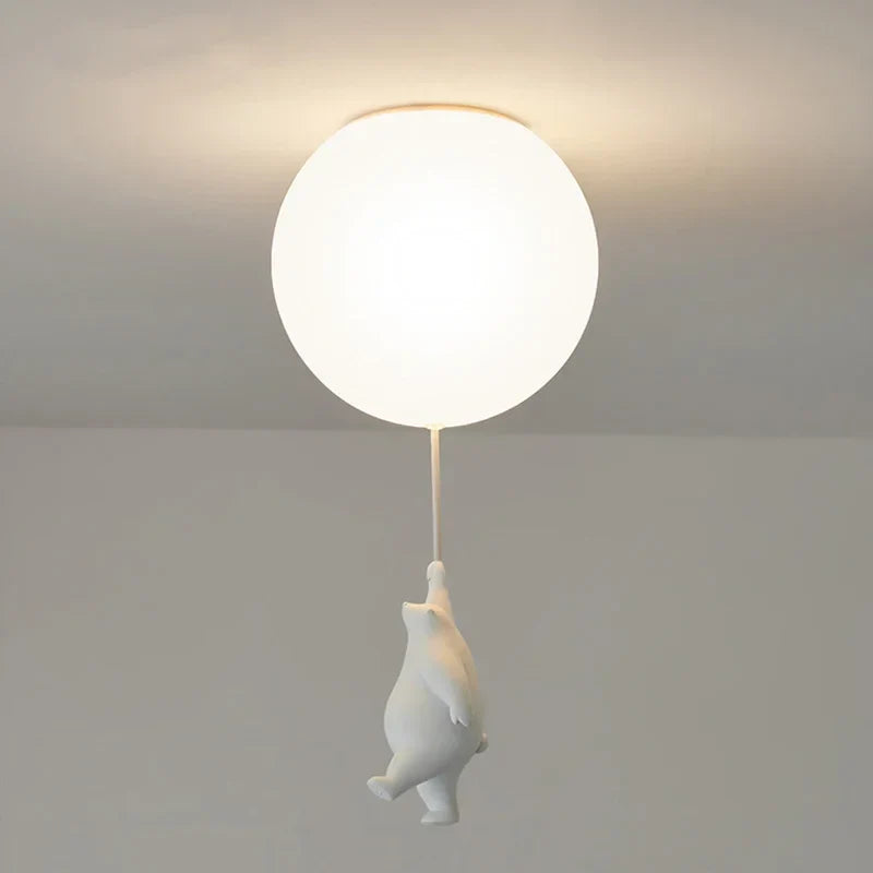 Afralia™ Kids Bear LED Ceiling Chandelier, Cute Bedroom Pendant Light for Boys and Girls