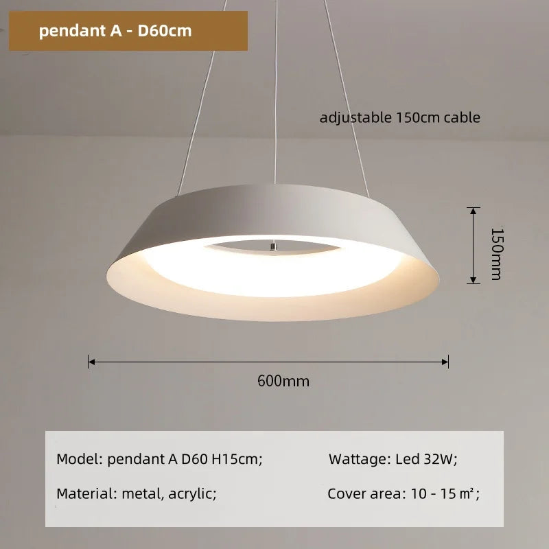 Afralia™ Modern White LED Ceiling Pendant Light for Dining Room & Bedroom