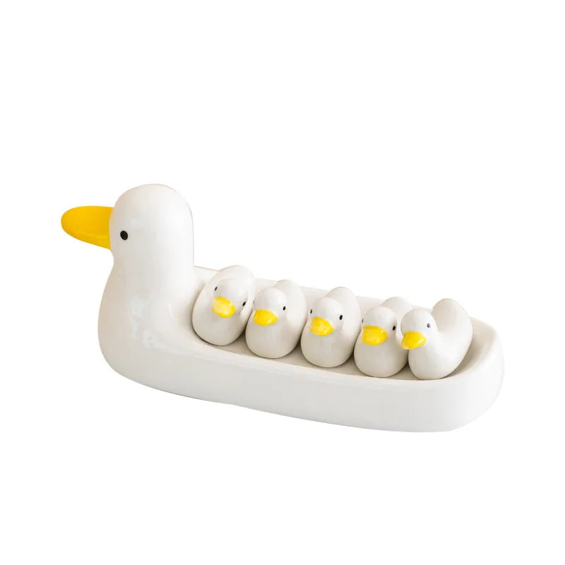 Afralia™ Duck Chopstick Holder Tray White Rabbit Porcelain Plate Home Decor