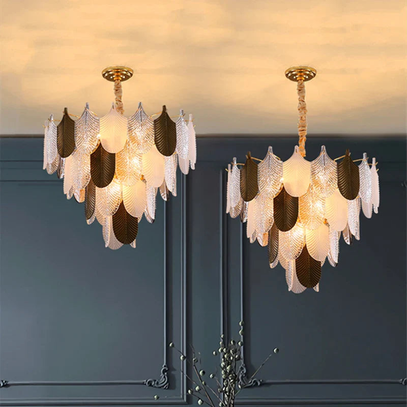 Afralia™ Elegant Glass Ceiling Chandelier: Bedroom Living Room Lighting Pendant Lamp