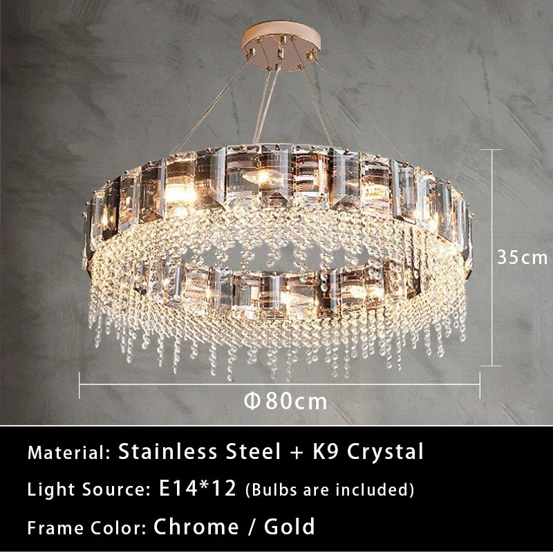 Afralia™ Crystal Pendant Chandelier LED Ceiling Light for Restaurant Living Room Bedroom