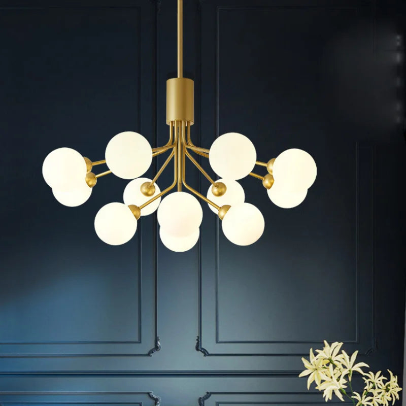 Afralia™ Nordic Glass Ball Chandelier in Gold - Modern Home Decor Lighting