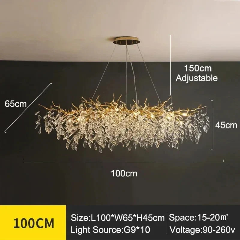 Afralia™ Crystal Branches Ceiling Chandelier LED Pendant Lights for Living Dining Bedroom