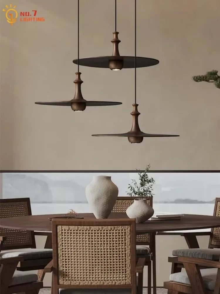 Afralia™ Solid Wood Flying Saucer Pendant Light for Home Decor and Lighting