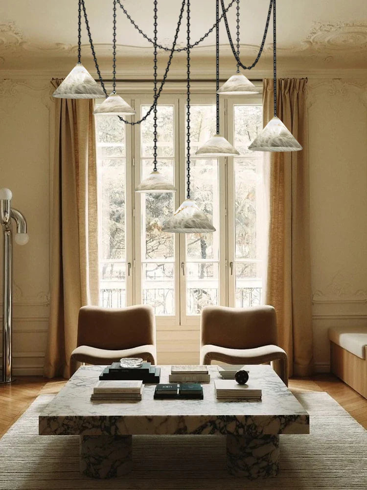 Afralia™ Gold Black Pendant Chain LED Lucite Chandelier - Indoor Bedroom Ceiling Light Fixtures