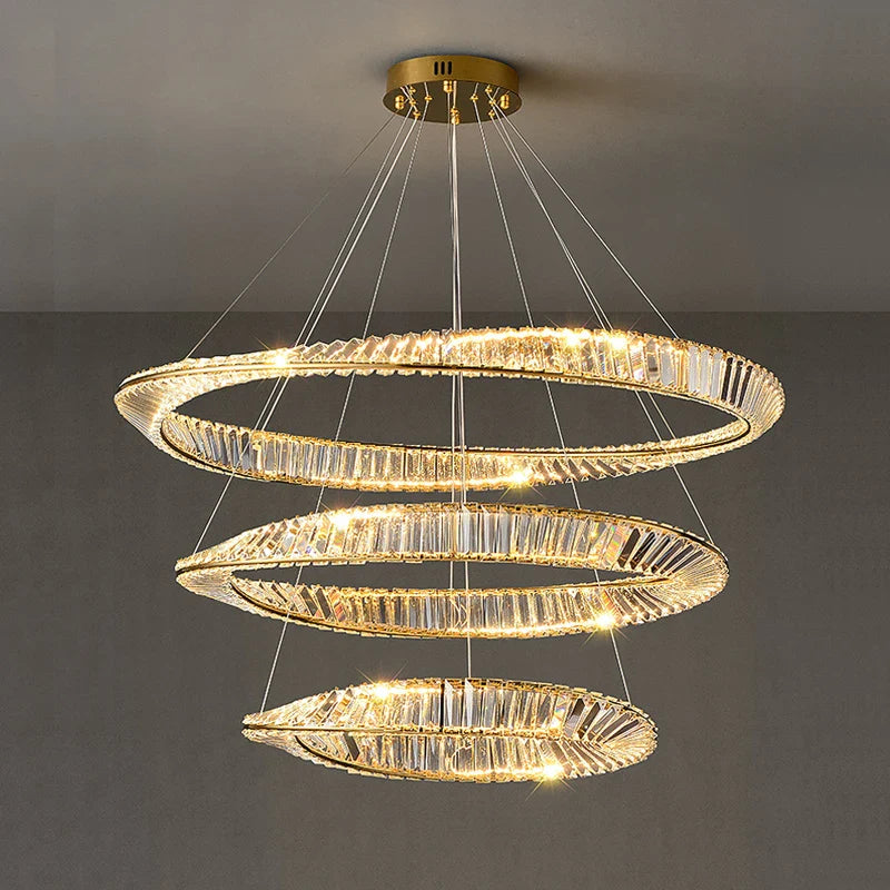 Afralia™ LED Crystal Chandelier Dimmable Luxe Halo Alloy Fixture