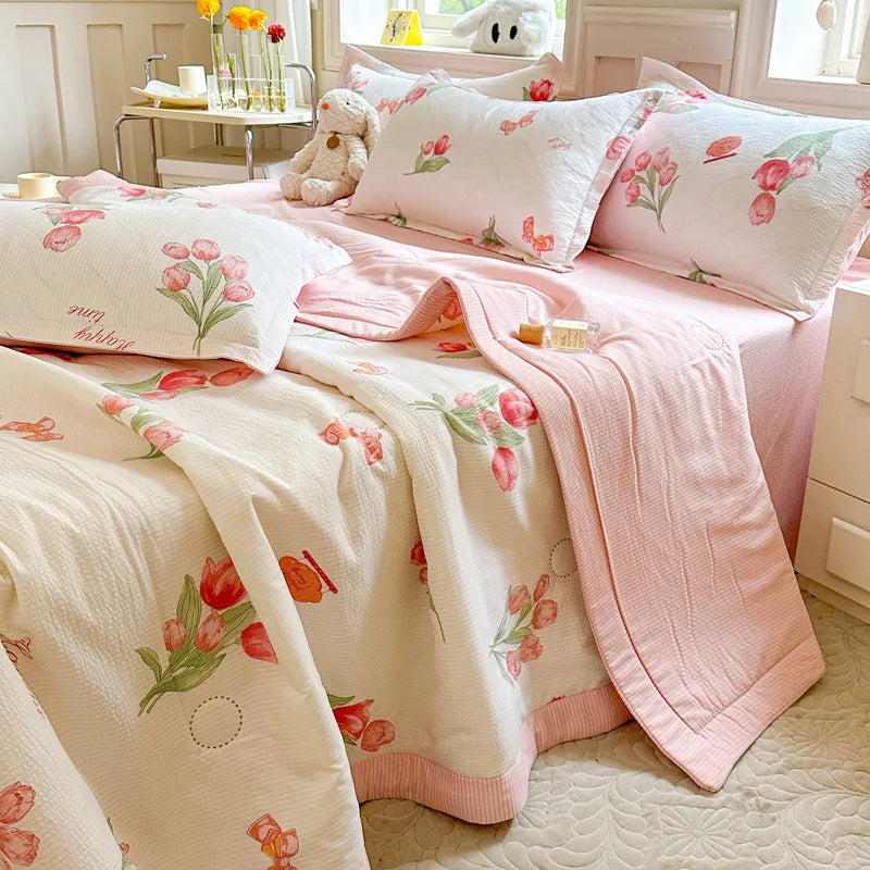 Afralia™ Floral Printed Quilted Bubble Cotton Duvet for Summer - Ultra-Soft Skin-Friendly Bedding