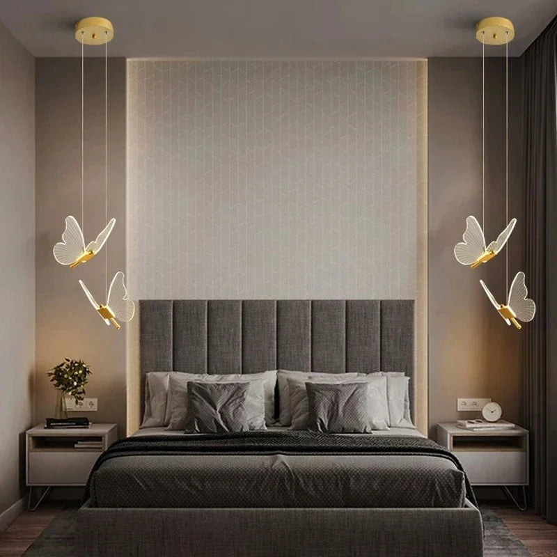 Afralia™ LED Chandelier: Modern Butterfly Design, Acrylic, Exhibition Hall, Staircase, Bedroom Night Lamp Lighting Fixtures