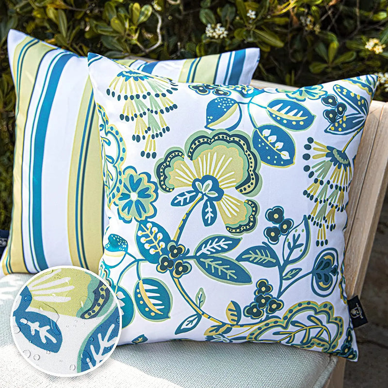 Afralia™ Outdoor Garden Cushion Cover 2-Pack: Waterproof & Stain Resistant Floral Terrace Print