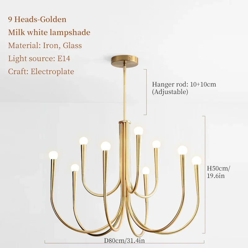 Afralia™ French Candle Led Chandelier Black Gold Kitchen Modern Island Light