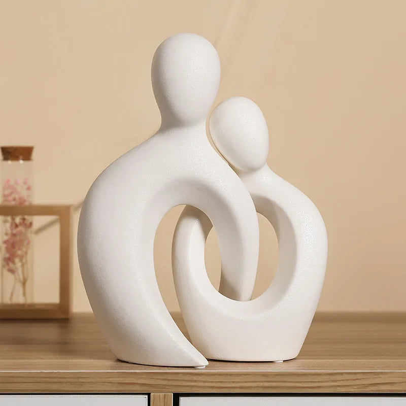 Afralia™ Couple Love Sculpture Modern Nordic Abstract Ceramic Figurine Home Decor