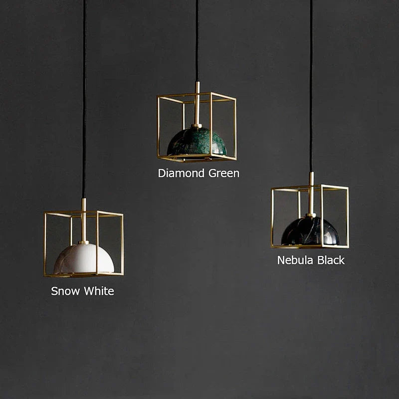 Afralia™ Vintage Green Gold Cage LED Pendant Lamps for Home Decoration in European Style