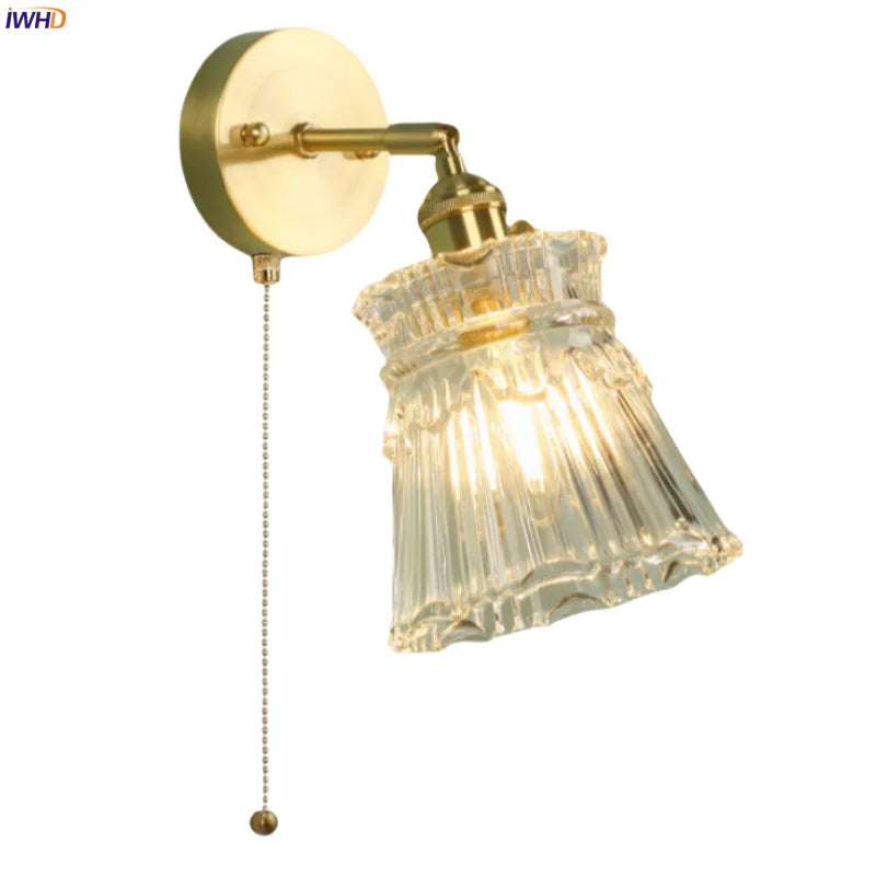 Afralia™ Nordic Glass LED Wall Lamps Copper Arm Wandlamp
