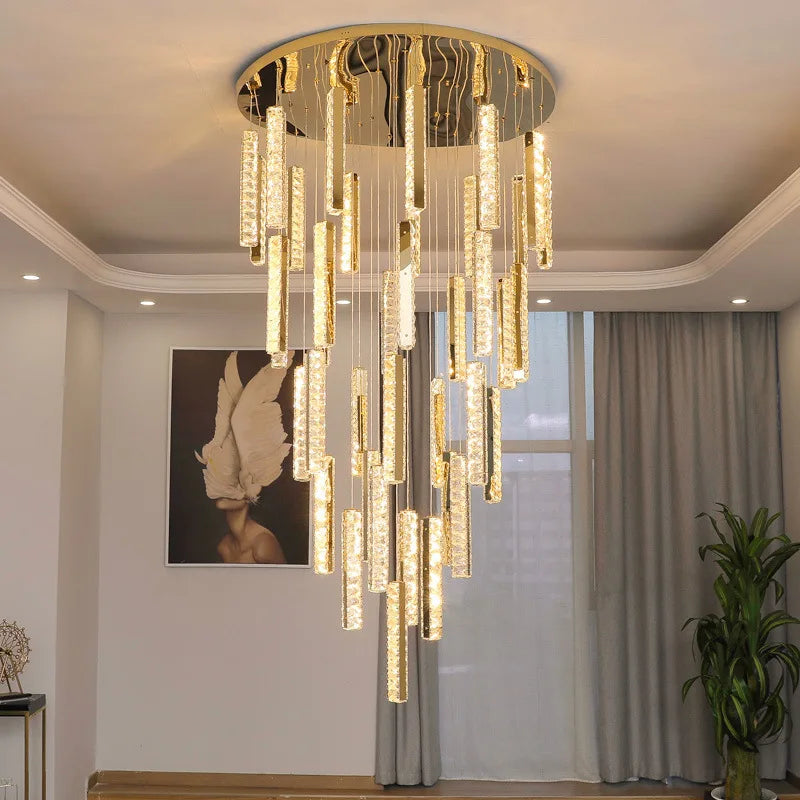 Afralia™ Modern Crystal LED Chandelier for Living Room - Luxury Hanging Lamps