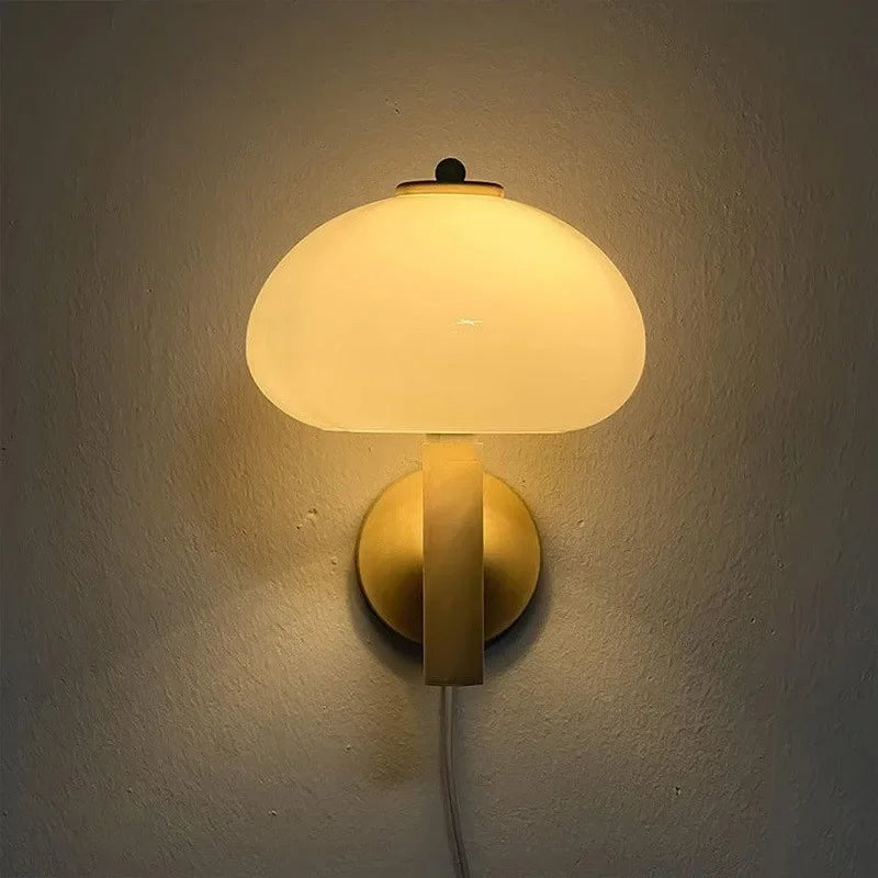 Afralia™ Cream Mushroom Glass Wall Light: Bauhaus LED Bedroom Aisle Wall Light
