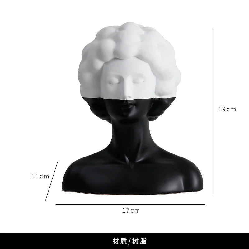 Afralia™ Abstract Portrait Resin Figure Sculpture Black and White Home Decor