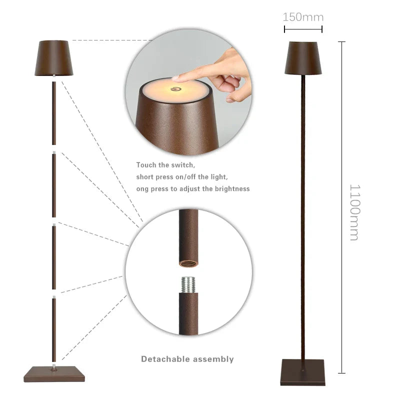 Afralia™ Rechargeable Touch Switch LED Floor Lamp for Bedroom