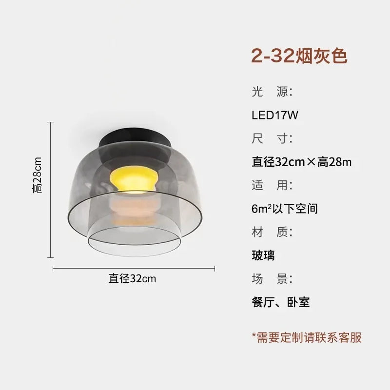 Afralia™ Glass LED Ceiling Light in Amber/Gray/Green - Modern Indoor Lighting for Various Spaces