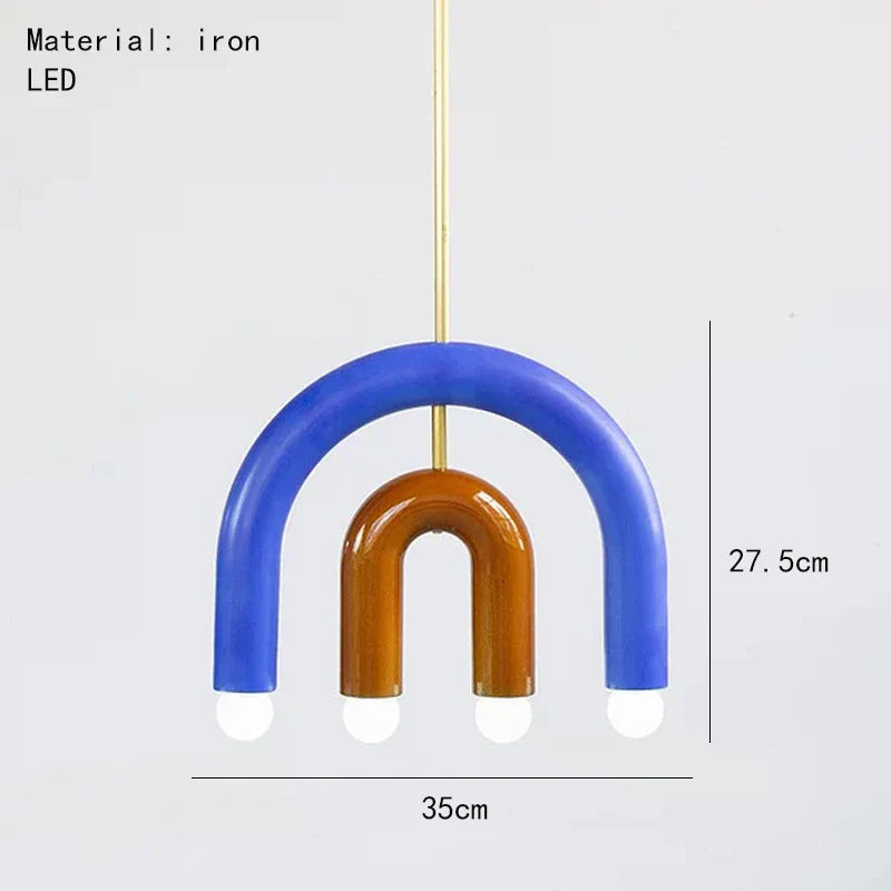 Afralia™ Rainbow LED Metal Chandelier Pendant Light for Bedroom Dining Room