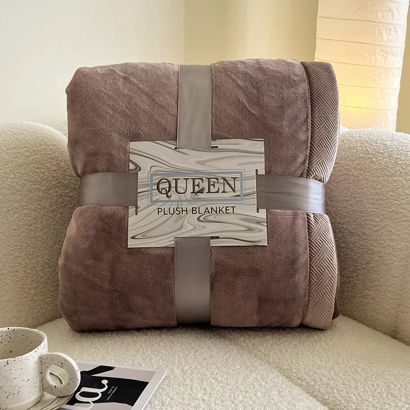 Afralia™ Luxury Soft Milk Velvet Raschel Blanket with Carved Edging