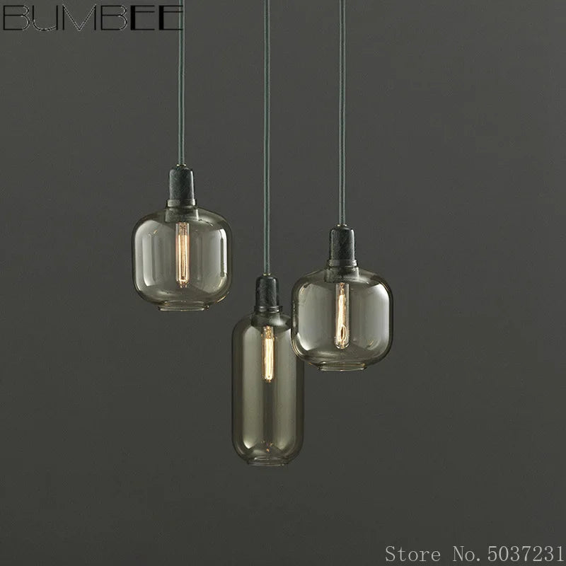 Afralia™ Industrial Stained Glass Pendant Lamp LED Hanging Lights for Dining & Living Room