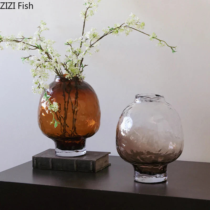 Afralia™ Round Glass Vase Hydroponics Plant Pots Floral Vases Room Decor
