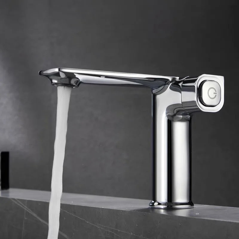 Afralia™ Gray Sink Mixer with Memory Switch Single Handle Deck Mounted Tap